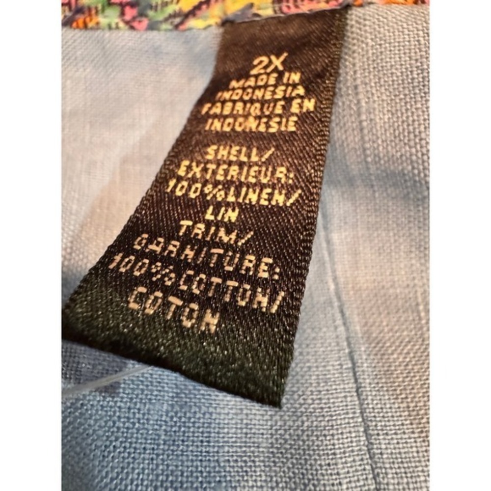 Lauren Ralph Lauren Womens Linen Blend Button Down Sleeve Shirt Blue Large 2X - Picture 10 of 11